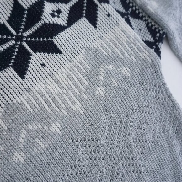 Vintage Northwest Territory Gray Black Winter Snowflakes Knit Crewneck Sweater L - Picture 10 of 10
